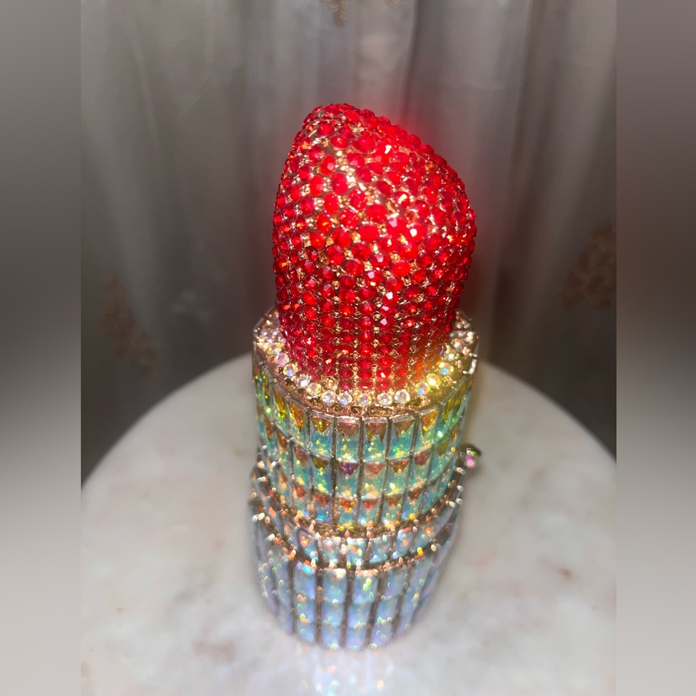 Red Rhinestone Lipstick Ornament - Picture 5 of 5